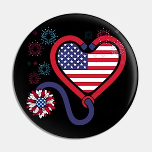 Patriotic Nurse 4th Of July American Flag Independence Day Pin