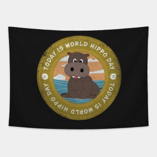 Today is World Hippo Day Tapestry