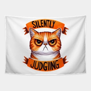 Silently Judging Funny Cat Quote Hilarious Sayings Humor Gift Tapestry