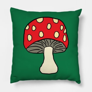 Mushroom, Fungi, Cute, Pretty Red Capped Mushroom Design Pillow