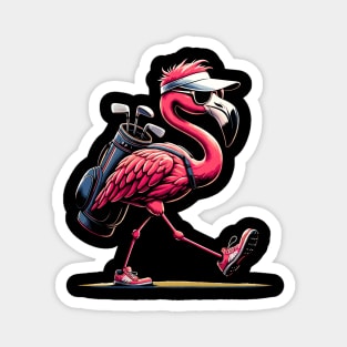 Funny Golf Novelty Pink Flamingo Golfing Magnet