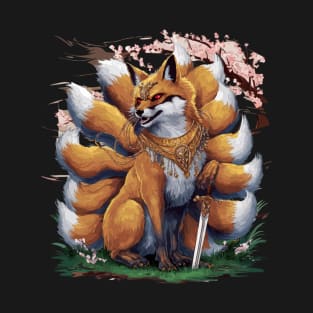 Majestic Kitsune T-shirt - Japanese Mythology Inspired Design T-Shirt