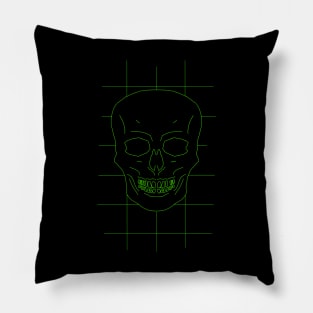 Fine line retro arcade old school tattoo skull shirt mug or sticker green Pillow