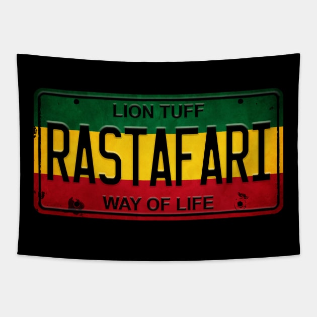 Rastafari License Plate Tapestry by LionTuff79