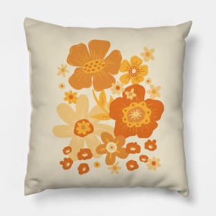 Groovy 60s Floral Party - Cream Pillow