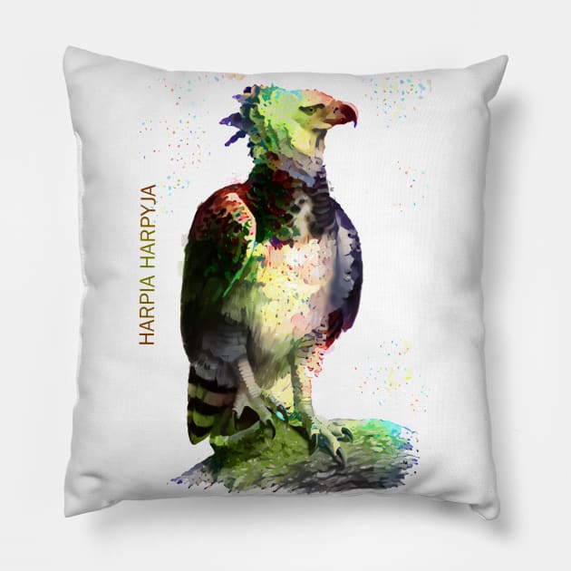 Harpia Harpiya Colorful Pillow by Christian94