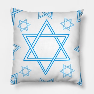 Light Blue Jewish Star of David Pattern, made by EndlessEmporium Pillow