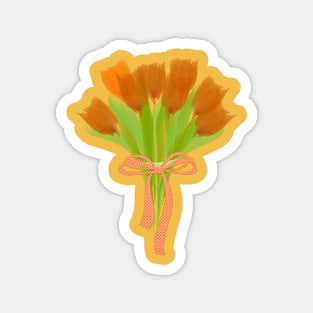 Bright Orange Tulips Art Magnet