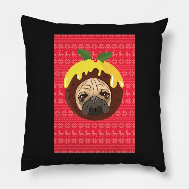 A Christmas Pudding Pug Pillow by giddyaunt