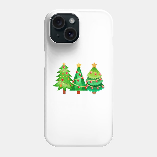 Trio Christmas Trees 3 Phone Case by lunamoonart