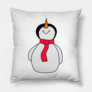 Red Scarf Snowman Pillow