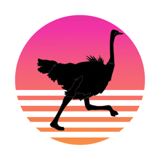 Ostrich running retro sunset T-Shirt