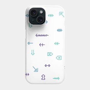 The icons and symbols of special characters are arrows in blue, blue, purple tones Phone Case