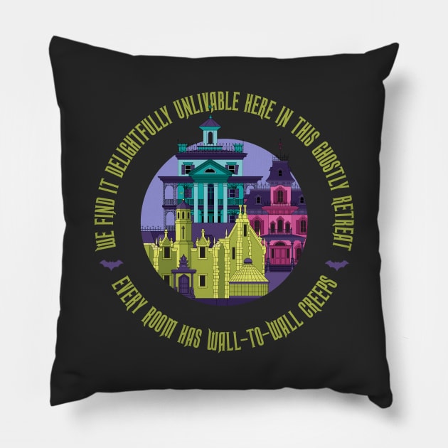 Happy Haunts Around the World Pillow by MagicalMountains