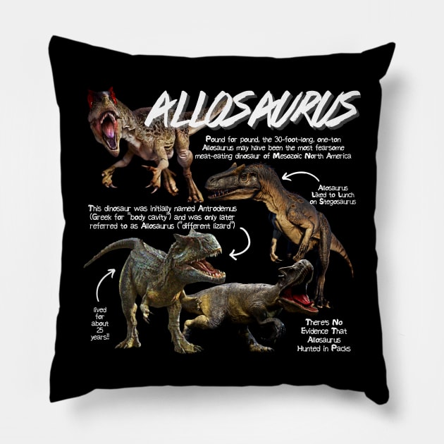 Allosaurus Fun Facts Pillow by Animal Facts and Trivias