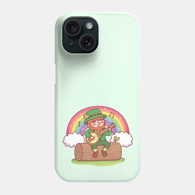 Cute Leprechaun Playing The Banjo Phone Case by rustydoodle