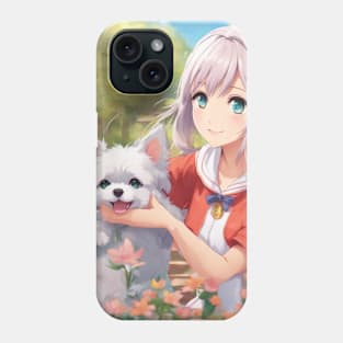 Anime Girl with a cute Dog #007 Phone Case