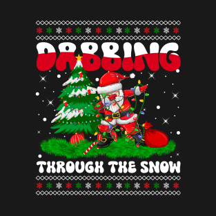 Dabbing Through The Snow Dabbing Santa Christmas Lights T-Shirt