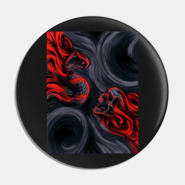 Skull & Snake (red) Pin by FattoAMano