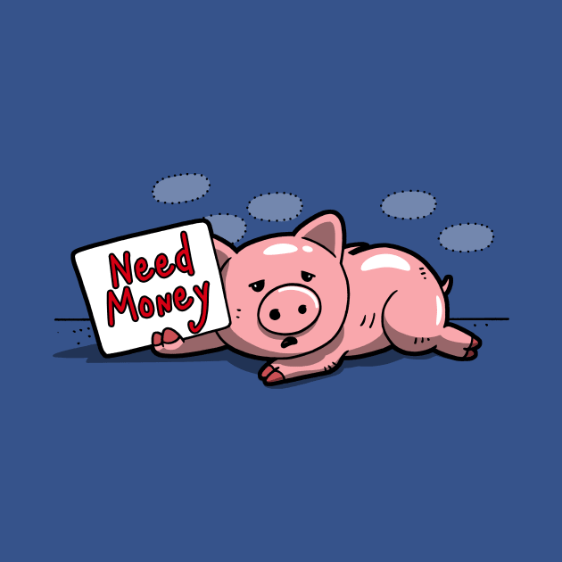 Funny Cute Pig Piggy Bank Asking Money Cartoon by Originals By Boggs