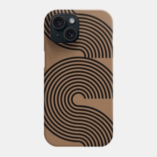 Zen Brown Retro Mid Century Line Pattern Phone Case