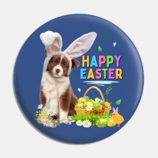 Happy Easter Dog Cute Australian Shepherd Pin