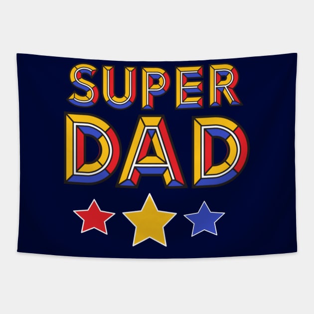 Colorful Super Dad Design Tapestry by AlondraHanley