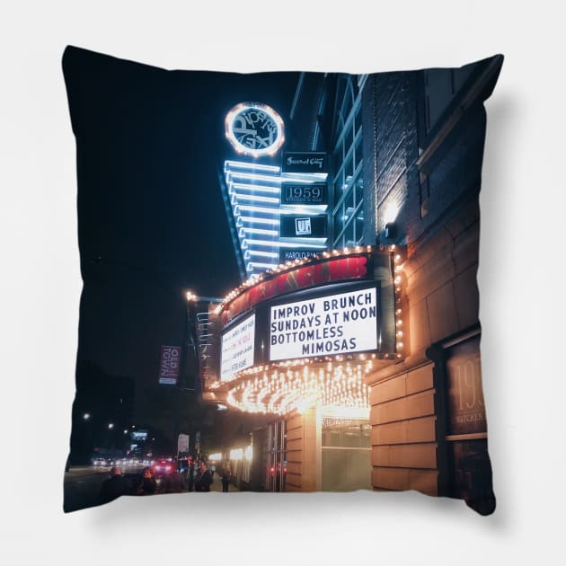 Second City Marquee Chicago Pillow by offdutyplaces