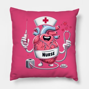 funny medical pun cardiac nurse - Caring Heart Nurse Illustration Pillow