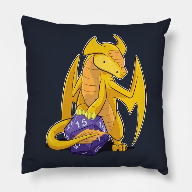 D20 Gold Dragon Pillow by jpowersart