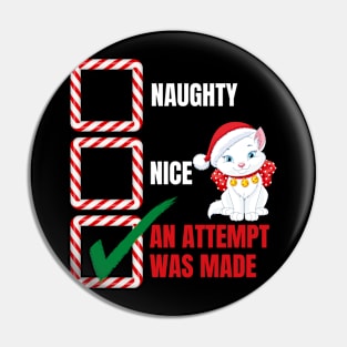 Naughty or Nice Christmas Cat Pin