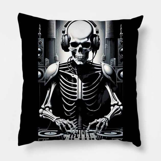 Skeleton DJ Pillow by Grave Digs