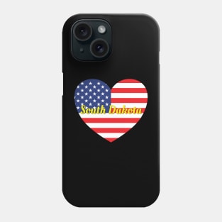 South Dakota American Flag Heart Phone Case