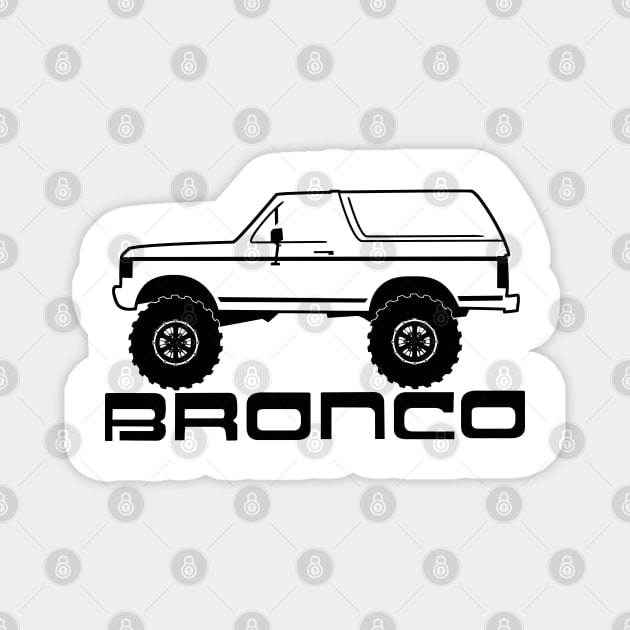 1987-1991 Ford Bronco, w Tires, Black Print Magnet by The OBS Apparel