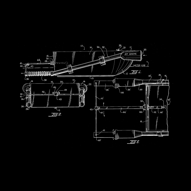 Jet Propelled Boat Vintage Patent Hand Drawing by TheYoungDesigns