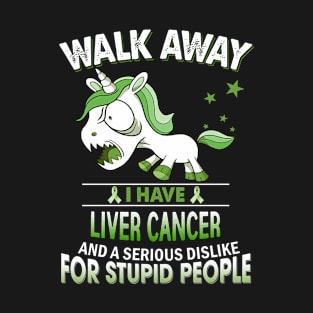 funny liver cancer grumpy unicorn warrior T-Shirt