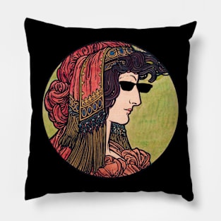 Old fashion art with thug life glasses Pillow