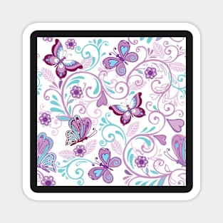 Lovely Purple Butterflies & Curlicues Magnet