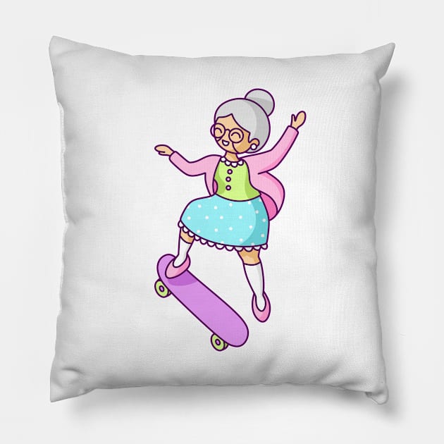 Skater Grandma Pillow by sombrasblancas