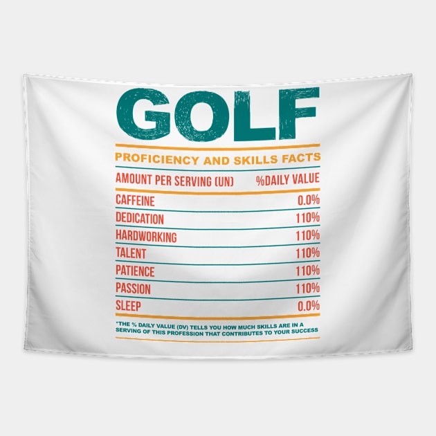 Funny Golf Nutritional Facts Tapestry by neodhlamini