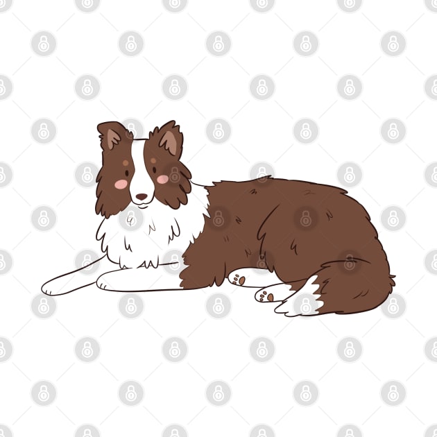 Cute cartoon brown border collie dog by Yarafantasyart