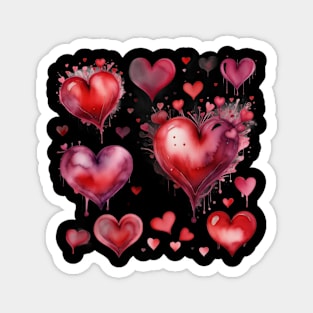 Valentine Romance: Blended Watercolor Hearts Magnet
