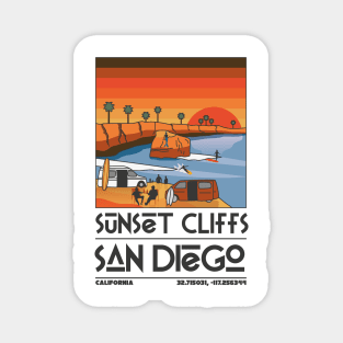 Sunset Cliffs Retro Travel Magnet