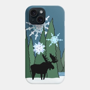 Moose and Elk Winter Holiday Phone Case