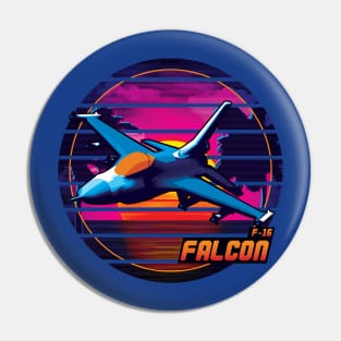 Neon Retro F-16 Falcon Pin