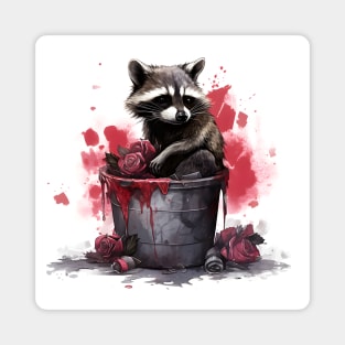 Raccoon in a trash and roses Valentines Day Magnet