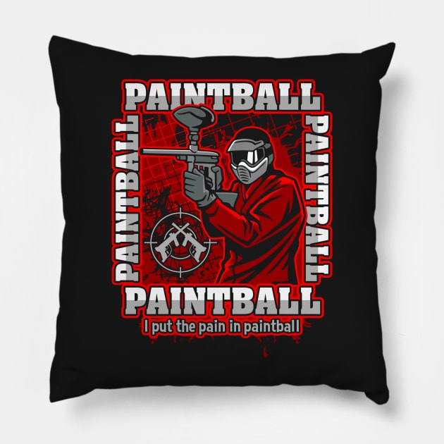 Paintball Player Red Team Pillow by RadStar