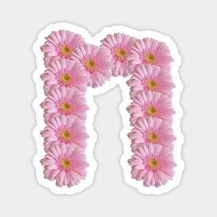 Letter n Pink Gerbera Daisy Magnet