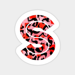 Letter S Watercolour Leopard Print Alphabet Red Magnet