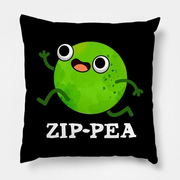 Zip-pea Cute Zippy Pea Pun Pillow by punnybone